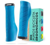 AARON Fit Puños de Bicicleta con amortiguación de Gel | Puños de Manillar Deportivos de Goma Antideslizante | Puños de Manillar Lock-on para Bicicleta eléctrica, Trekking, MTB crossbike, Fixie, Azul