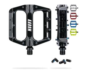 AARON Rock MTB Pedales de aluminio con rodamientos industriales sellados, antideslizantes mediante pines intercambiables, plataforma para bicicleta eléctrica, BMX, trekking, color negro