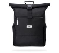 AARON Rolltop - Mochila para hombre y mujer, con compartimento para portátil, incluye soporte AirTag, mochila enrollable para mujer, de PET reciclado para UNI, viajes, vida cotidiana, color negro y