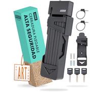 AARON Shield - Candado plegable seguro de nivel 14, candado patentado de alta seguridad con soporte - Candado ligero para bicicleta eléctrica, bicicleta de carretera, moto, MTB en negro