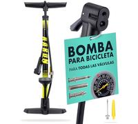 AARON Sport One - Bomba de pie para bicicleta con manómetro para todas las válvulas, bomba de alta presión, incluye accesorio de bola, bomba de aire para bicicleta eléctrica, bicicleta de montaña,