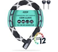 AARON Tank Fahrradschloss mit Schlüssel, 8,3 x 8,3 x 110 cm Kettenschloss aus Stahl und hoher Sicherheitsstufe, Schloss für E-Bike, Mountainbike, Trekkingrad, Tourenrad, Rennrad in Schwarz
