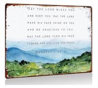 Aaronic Blessing Metal Sign Numbers 6 24 26 The Lord Bless You and Keep You Wall-Art Scripture Decor for Living Room 8 X 12 inch