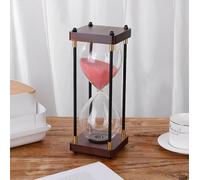 Aartner Reloj de arena transparente de 60 minutos, marco de madera de metal, reloj de arena negra, regalo grande para adultos y niños (rosa)