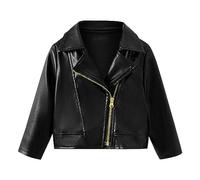 aaSccex Abrigos de invierno para niños de bebé Chaqueta de cuero de manga larga de color sólido Solapa de moda Outwearorn Ropa infantil Ropa de calle impermeable y resistente al viento Ropa exterior