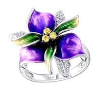 aaSccex - Anillos de joyería para mujer, color plata, joyería para fiesta de cumpleaños para mujeres y niñas, anillos de flores moradas con tamaño aglutinante limpiador anillos, C, copper, Sin piedras