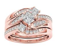 aaSccex Anillos Joyería Oro rosa Diseño delicado Nudo engastado de diamantes Anillo de luz de alta calidad Carpeta de juguetes Anillos, 9, Metal, Ninguna piedra preciosa