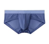 aaSccex - Calzoncillos para hombre, seda helada, para hombre, cálculo, de secado rápido, flexible, ligeras, de color liso, bragas de malla elástica para hombre, transparente y transpirable, azul claro