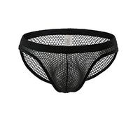 AaSccex - Calzoncillos para hombre, transparente, de malla cómoda, ligera, cintura baja, suave, sexy, erótica, de moda, estiramiento, color liso, slip para hombre, sexy, transpirable, Negro , L