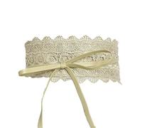 aaSccex Chaqueta de cera para mujer, color amarillo, cinturón de piel sintética, estilo obi moderno, encaje, pajarita, cinturón envolvente ancho, gorro y bufanda para hombre, beige, Talla única