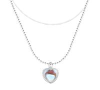 aaSccex Collar con medallón de corazón para mujer, collar con colgante de piedra de doble gato, collar con medallón de cadena de personalidad, collares de oro para mujer, gargantilla delicada, cobre