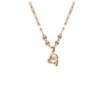 aaSccex Collar con medallón de corazón para mujer, collar Titanic, collares personalizados para mujer, oro rosa, colgante inteligente de amor, collares de titanio, cadena de joyería inoxidable, collar