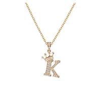 aaSccex Collar con medallón para niñas, collares de cruz de plata para hombre con diamantes, delicado collar de oro para mujer, 26 letras inglesas, collar con colgante completo, collares con inicial