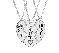aaSccex Juego de 3 collares para madre, joyería Big Lil Mom, collar de corazón, joyería para mujer, a la moda, Plástico, No es una piedra preciosa