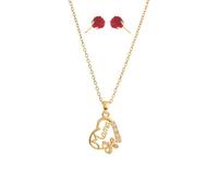 aaSccex Juego de collar y aretes creativos en forma de corazón para mamá, un perfecto día de la madre para tu amor y gratitud, collar con colgante inicial para mujer, cobre, No es una piedra preciosa