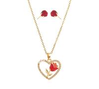 aaSccex Juego de collar y aretes creativos en forma de corazón para mamá, un perfecto día de la madre para tu amor y gratitud, collar con colgante inicial para mujer, cobre, No es una piedra preciosa