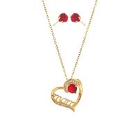 aaSccex Juego de collar y aretes creativos en forma de corazón para mamá, un perfecto día de la madre para tu amor y gratitud, collar con colgante inicial para mujer, cobre, No es una piedra preciosa
