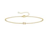 aaSccex Pulsera con dijes para parejas, pulseras de la amistad para mujeres, a juego para parejas, iniciales doradas, niñas, mujeres, joyas chapadas con letras para adolescentes y niñas, talla única