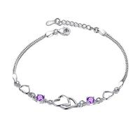aaSccex Pulsera de cristal antiansiedad para mujer, diseño de moda, con incrustaciones de circonita de corazón a corazón, pulseras de joyería para niñas, pulseras con cuentas, regalos para el día de