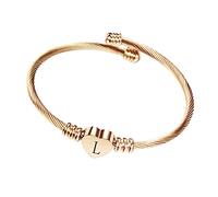 aaSccex Pulsera de plata con inicial, regalo para el día de la madre, pulsera de plata gruesa peralizada para mujeres, parejas, pulseras iluminadas, regalos de cumpleaños para mujeres, talla única,