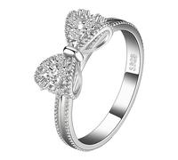 aaSccex Schmucketui Ringe Plated 925 Sterling Silver Rings For Women Cubic Zirconia Promise Rings For Her Stackable Wedding Rings For Women Bow Stacking Ring Sets Ringelstrumpfhose Rot Schwarz, 10号