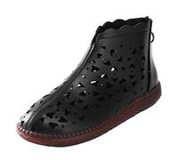 aaSccex - Zapatos de mujer para mujer, piel con cremallera, sandalias caladas, transpirables, sandalias planas, casuales, suela gruesa, tendencia, zapatillas caminando, color sólido, Negro , 41 EU