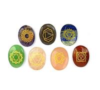 Aashita Creations 7 Chakra Symbol Engraved Set Healing Gemstone for Reiki Healing Crystal Healing