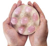 Aashita Creations 7 Pcs Natural Rose Quartz Tumbled Gemstones Kit with Healing Crystal Chakra Wooden Grid for Wicca, Reiki and Energy Crystal Healing (Rose Quartz)