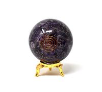Aashita Creations Amethyst Orgone Sphere Ball with Holder - Natural Carved 50-60 mm