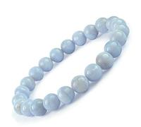 Aashita Creations Blue Lace Agate Natural Semi Precious Crystal Stone 8mm Beads Bracelet for Reiki Healing and Crystal Healing Chakra Stones