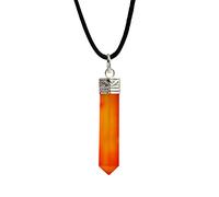 Aashita Creations Carnelian Healing Crystal Pendant, Unisex Pendant, Crystal Chain Necklace, Crystal Locket (Pencil Shape)