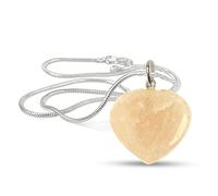 Aashita Creations Citrine Natural Healing Stone Pendant Heart Shape Crystal Stone Pendant/Locket with Metal Chain