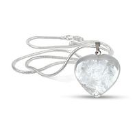 Aashita Creations Clear Quartz Natural Healing Stone Pendant Heart Shape Crystal Stone Pendant/Locket with Metal Chain