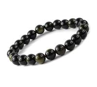 Aashita Creations Eye Obsidian Natural Semi Precious Crystal Stone 8mm Beads Bracelet for Reiki Healing and Crystal Healing Chakra Stones