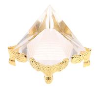 Aashita Creations Fengshui Multicolor Crystal Pyramid On Golden Stand for Good Luck & Prosperity (4cm White)