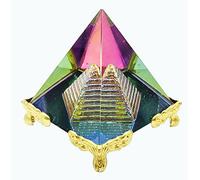 Aashita Creations Fengshui Multicolor Crystal Pyramid On Golden Stand for Positive Energy and Vastu Correction, (5cm)