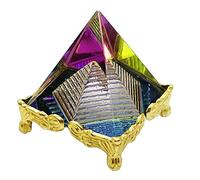 Aashita Creations Fengshui Multicolor Crystal Pyramid On Golden Stand for Positive Energy and Vastu Correction (4cm)