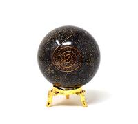 Aashita Creations Garnet Orgonite Sphere Ball with Holder - Natural Carved 50-60 mm