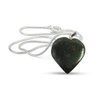 Aashita Creations Hematite Natural Healing Stone Pendant Heart Shape Crystal Stone Pendant/Locket with Metal Chain