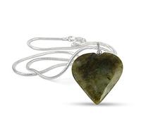 Aashita Creations Labradorite Natural Healing Stone Pendant Heart Shape Crystal Stone Pendant/Locket with Metal Chain