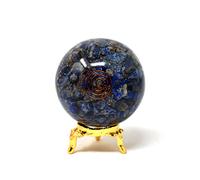 Aashita Creations Lapis Lazuli Orgone Sphere Ball with Holder - Natural Carved 50-60 mm
