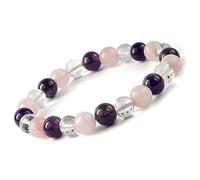 Aashita Creations Mind Body Soul Natural Semi Precious Crystal Stone 8mm Beads Bracelet for Reiki Healing and Crystal Healing Chakra Stones
