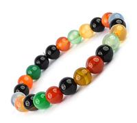 Aashita Creations Multi Onyx Natural Semi Precious Crystal Stone 8mm Beads Bracelet for Reiki Healing and Crystal Healing Chakra Stones