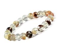 Aashita Creations Multi Rutile Natural Semi Precious Crystal Stone 8mm Beads Bracelet for Reiki Healing and Crystal Healing Chakra Stones