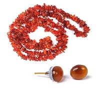 Aashita Creations Natural Carnelian Necklace/Mala with Earring Set for Reiki Healing and Crystal Healing Stone For Women & Girls
