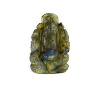 Aashita Creations Natural Labradorite Ganesha Idol, Crystal Stone Ganesha Idol for Car Dashboard 1 Inch Approx (Color : Green)