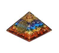 Aashita Creations Natural Orgonite Energy Seven Chakra Pyramid with Crystal Quartz Point and Copper Flower