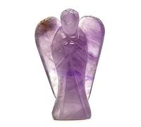 Aashita Creations Natural Purple Amethyst Pocket Angel Guardian Statue Figurine Handcarved for Students Studies Academic Success - Reiki Healing Crystal Therapy (2 Inches)