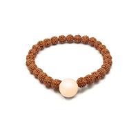 Aashita Creations Original Panchmukhi Rudraksha Bracelet | AAA Grade Moonstone Hand-sorted Rudraksha Stretchable Bracelet | Unisex