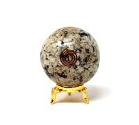 Aashita Creations Rainbow Moonstone Orgonite Sphere Ball with Holder - Natural Carved 50-60 mm